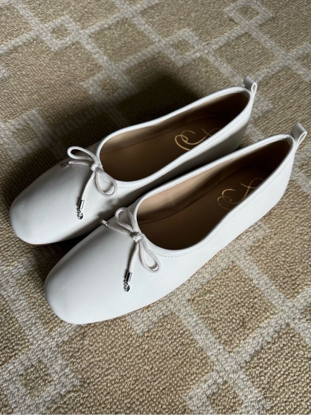 Sam Edelman Ari Leather Ballet Flats White Bow Slip-On Shoes Women’s 8.5 - Picture 5 of 5